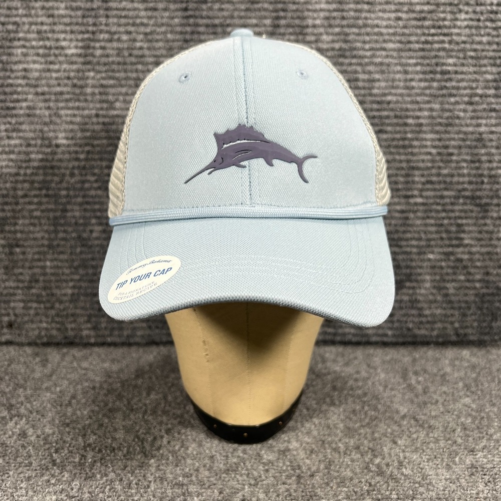 Tommy Bahama Hat Cap Mens Snap Back Blue Mesh Trucker Vacation Island New